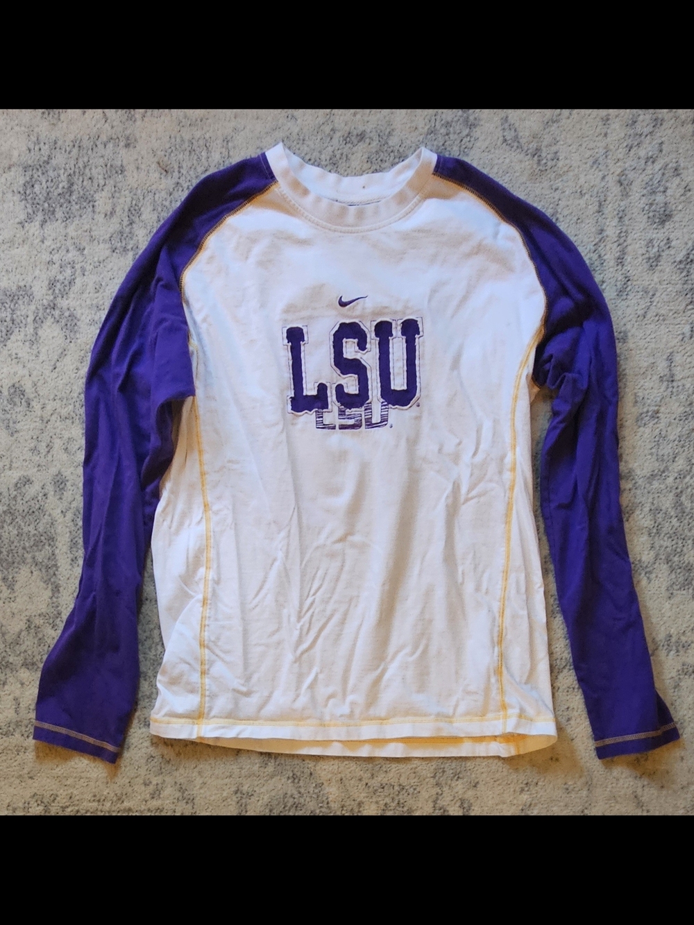 Nike White & Purple LSU Raglan Long Sleeve Tee